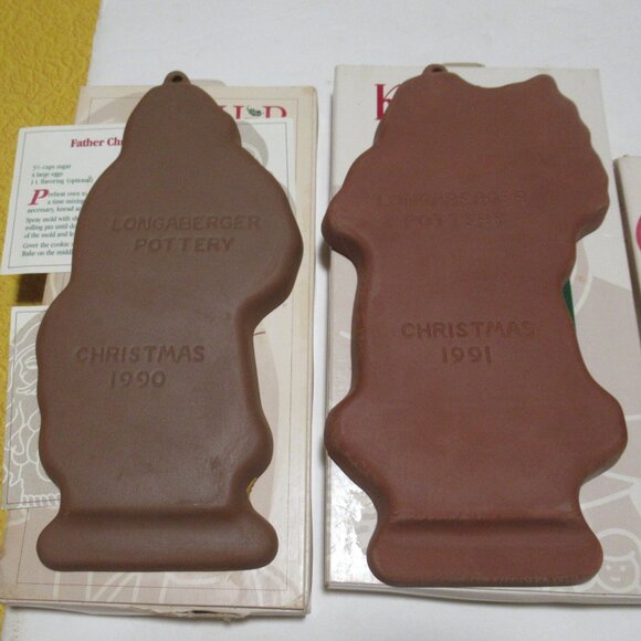 4 Longaberger Father Christmas Santa St. Nick Kriss Kringle Cookie Molds 1990's - Picture 4 of 8